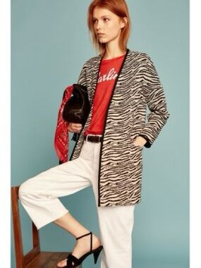 Gerard Darel Lilly Zebra Patterned Coat / Coatigan Jacket Size 38 FR US 6